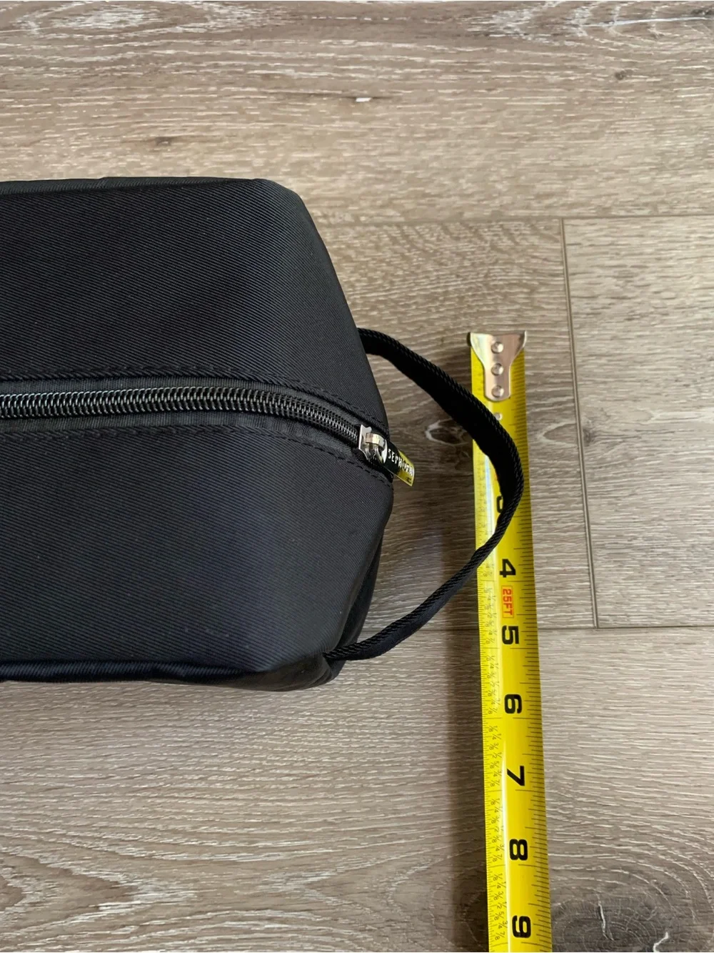 Sephora Cosmetics Toiletry Travel Bag Black Chrome Zipper